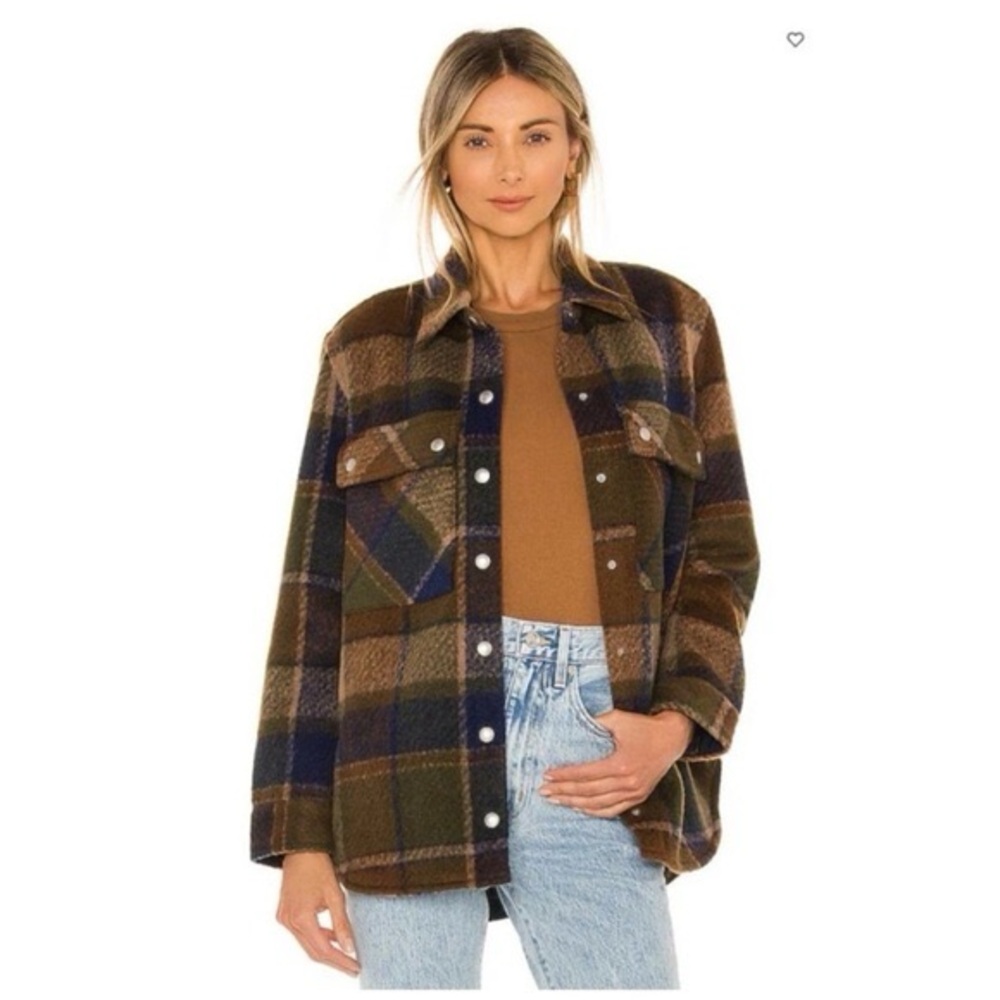 Women’s Plaid Flannel Shirt Jacket Shacket Blank NYC M Hit the Trail